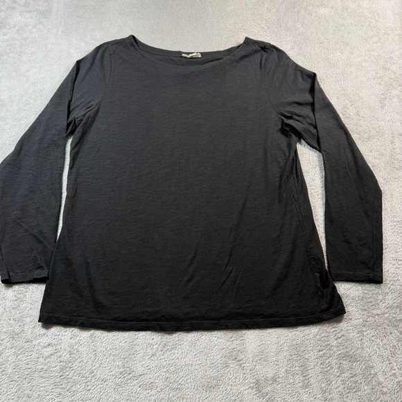 Eileen Fisher Tops - Eileen Fisher Long Sleeve Top Womens XL Black Organic Cotton Slub Knit